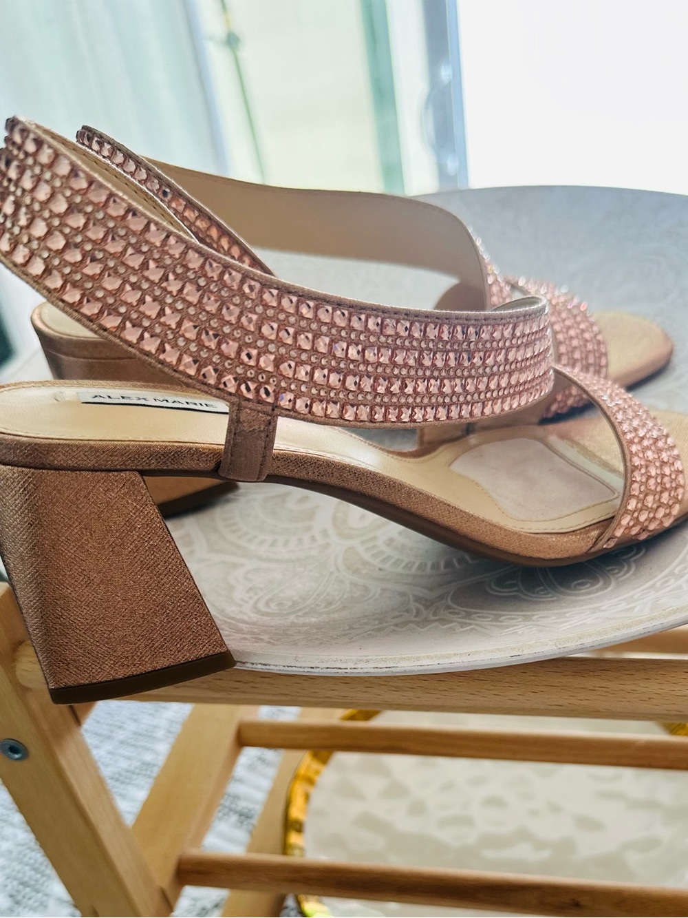 Alex Marie Rose Gold Crystal Slingback Sandals - Picture 3 of 7